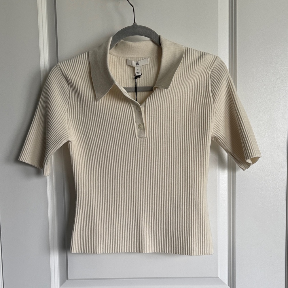 Banana Republic Cream Button Down Ribbed Shirt